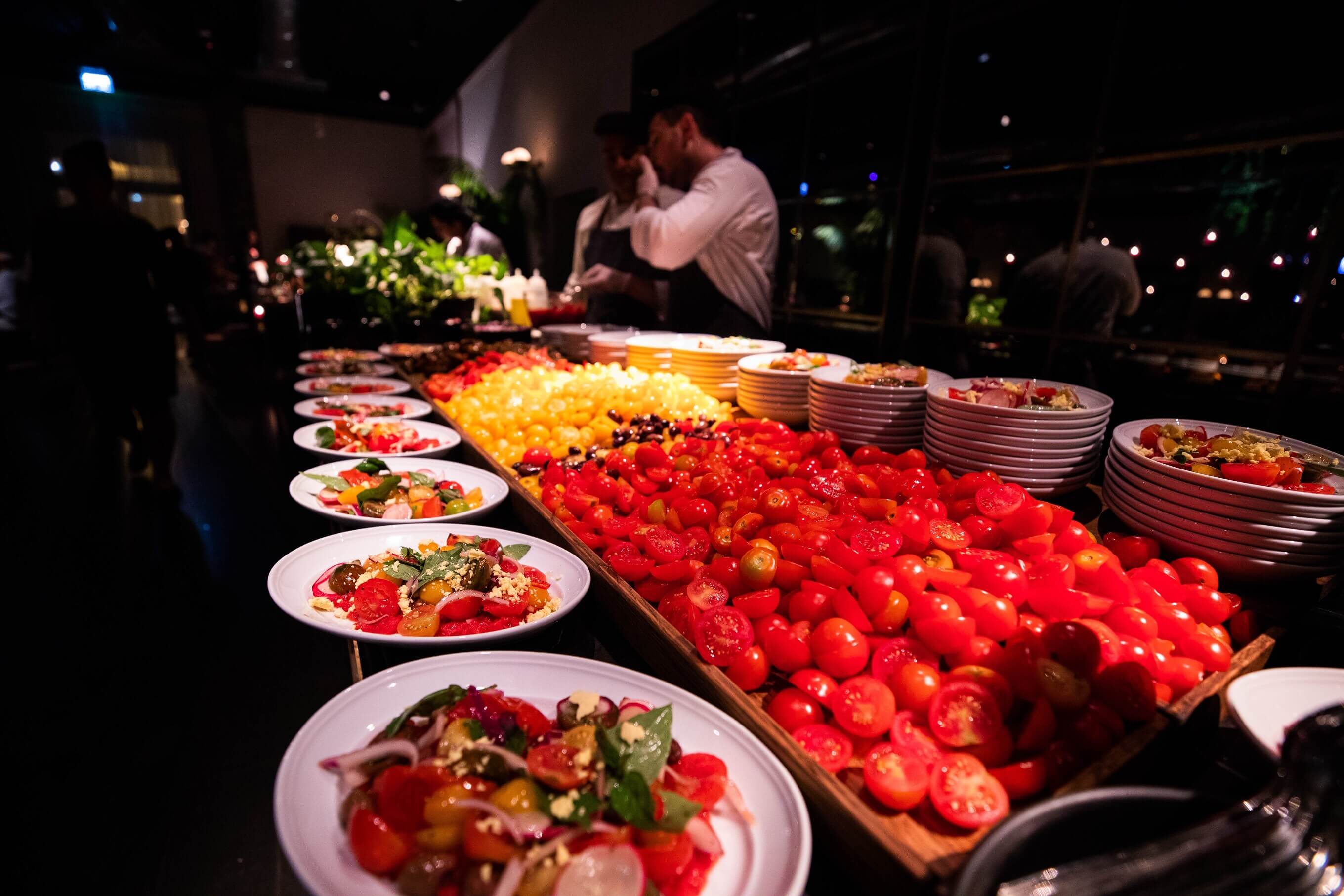 A Ray event tomato and salad spread